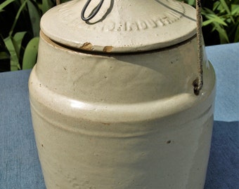 150-52 Rare Antique Western Stoneware Co 5 Weir Seal Wire Bail Large Crock Pot Canister Monmouth Illinois No 150-52 Rare Antique Western Stoneware Co 5 Weir Seal Wire Bail Large Crock Pot Canister Monmouth Illinois No