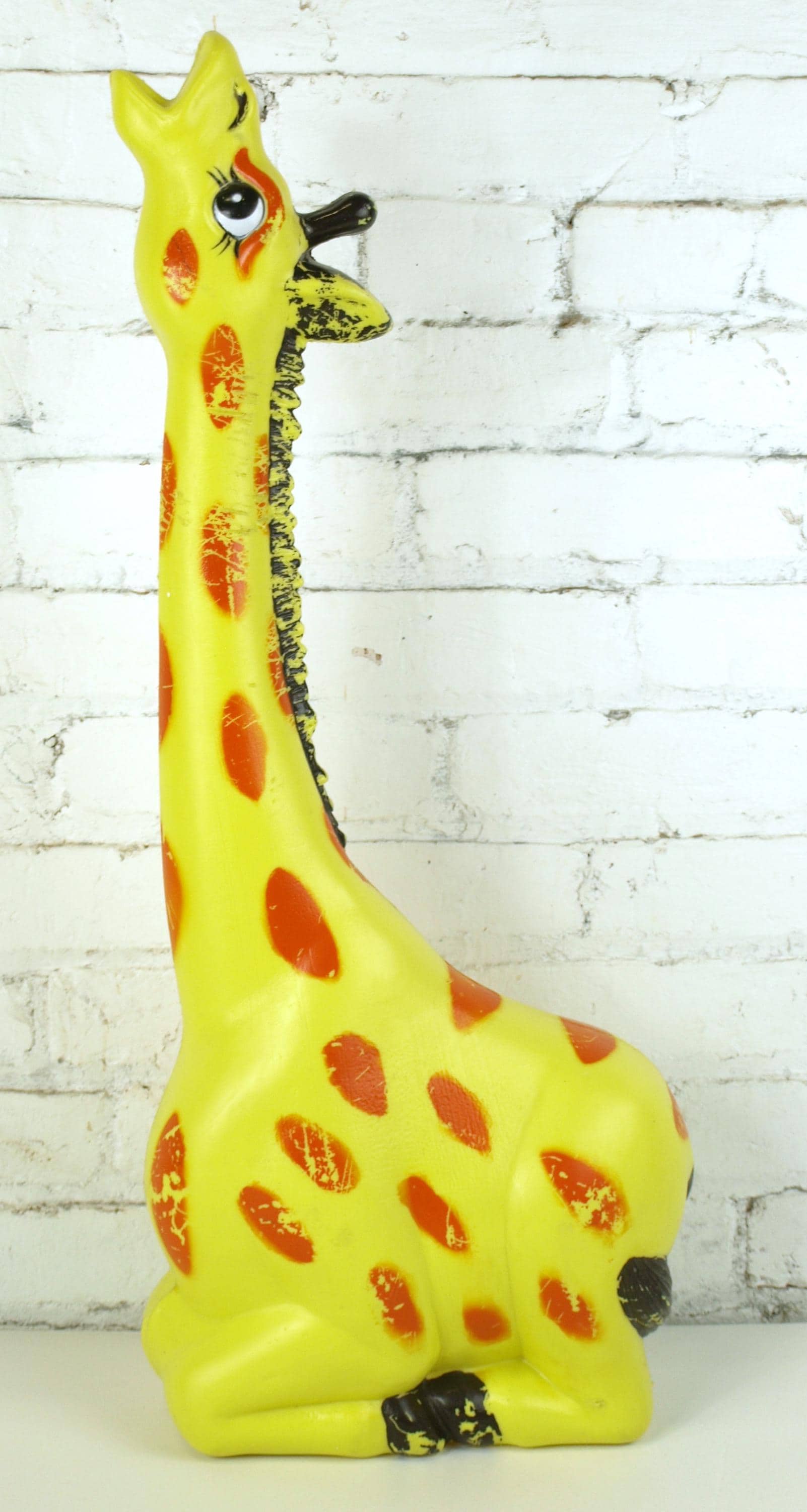 Vintage Plastic Blowmold Giraffe Long Neck Piggy Bank - 27.5