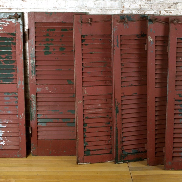 Vintage Outdoor Fixed Louver Shutters - 1 Pair 47" x 36" - 2 Pair 47" x 27 3/4" - Good + Weathered Condition