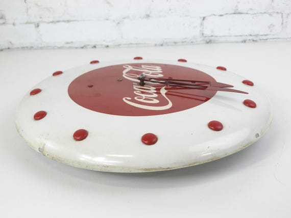 Vintage Coca Cola Telechron Button Sign Wall Clock (rare) C. 1948