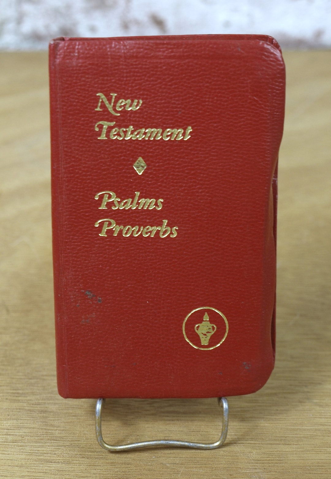 Pocket New Testament With Psalms & Proverbs, Faux Red Leather W/ Gilt