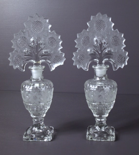 Vintage Irice Glass Gorgeous Sunflower Perfume Bo… - image 2