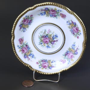 Vintage Castleton Rose by Castleton China Saucer for Demitasse Cup - Single Replacement China - 4.75&quot;- Discontinued 1940 to 1972- Great Cond