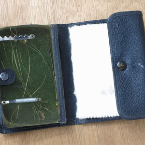 Vintage Fishpond (FP) Fliegenfischen Aufbewahrungstasche aus Leder, dreifach faltbar, mit Filz ausgekleidet, bedecktes Fach und doppelte Filzpolster - Gebraucht, Good +