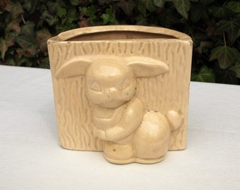 Vintage Stoneware Easter Bunny Rabbit Planter Pot – Yellow Glaze