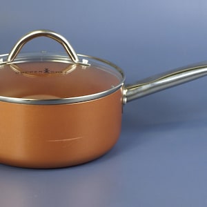 Cacerola vintage Copper Chef de 2,5 cuartos con tapa; revestimiento antiadherente Cerami-Tech / Muy buen estado