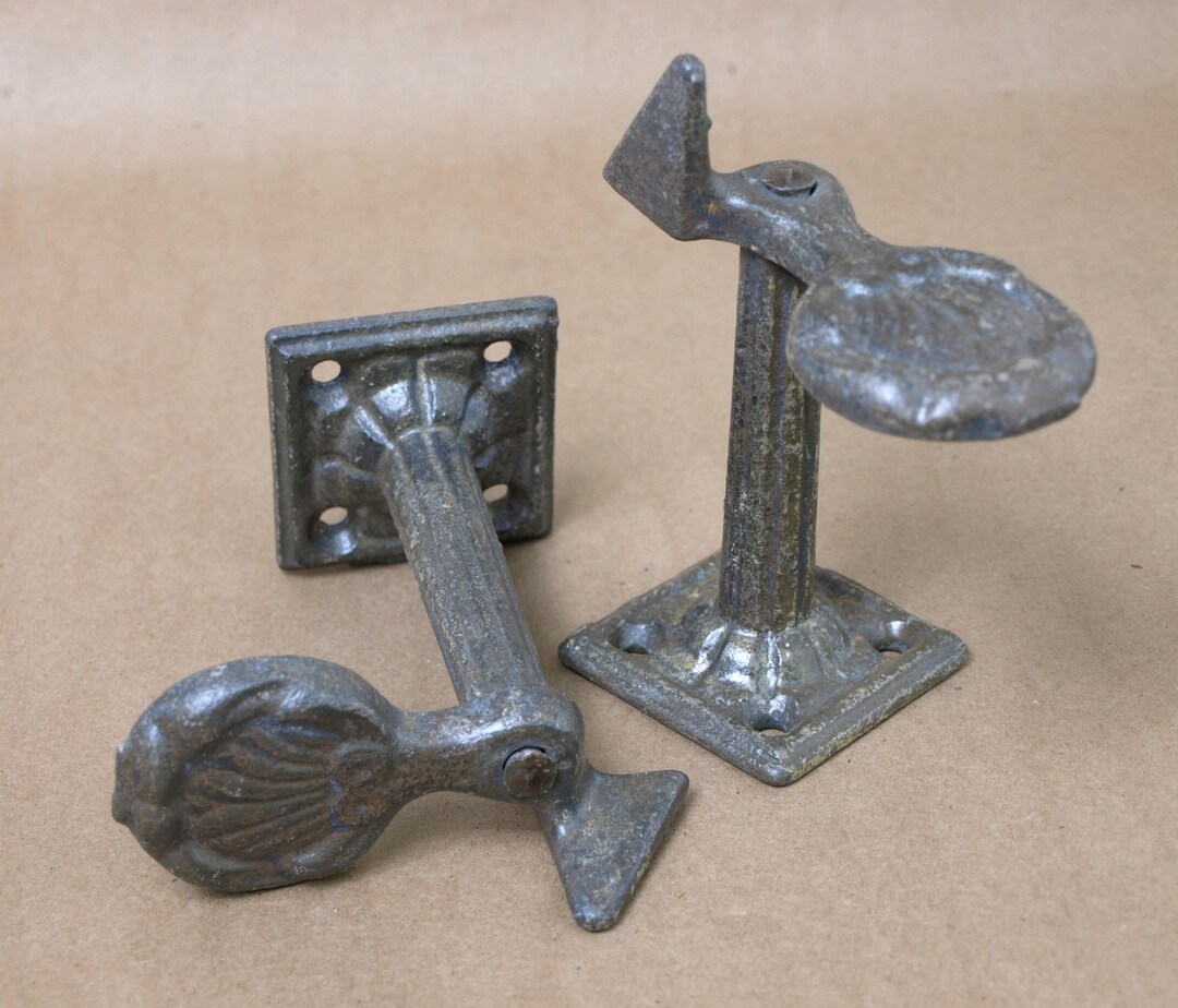 Antique Cast Iron Shutter Dogs Set of 2 W/ Decorative Etsy