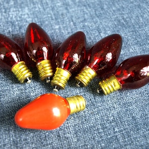 Lampadine natalizie vintage C7 rosso rubino e arancione - La maggior parte funziona