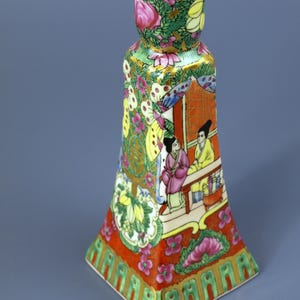 Vintage Canton Rose Famille Handgemalter Porzellan Kerzenhalter Made in China