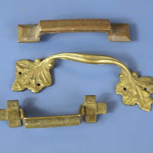 Antique Brass French Provincial Leaf and Art Deco Drawer Pulls circa late 1800s - Early 1900s Sold Separately