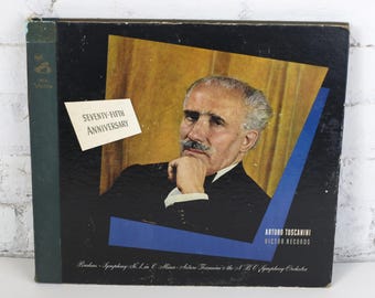 Brahms - Arturo Toscanini & the NBC Orchestra – Symphony No. 1 In C Minor, Op. 68 - Victor Label #DM875, c. 1947 - 78 RPM Shellac Record Set