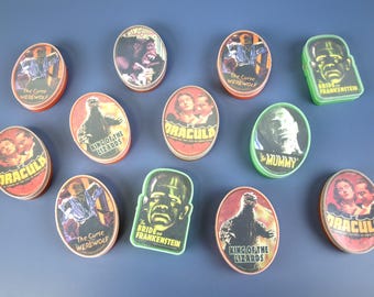 Baraja de cartas de películas de Halloween clásicas y espeluznantes (se vende por separado). Barajas estándar. Nuevas, de stock antiguo (NOS).