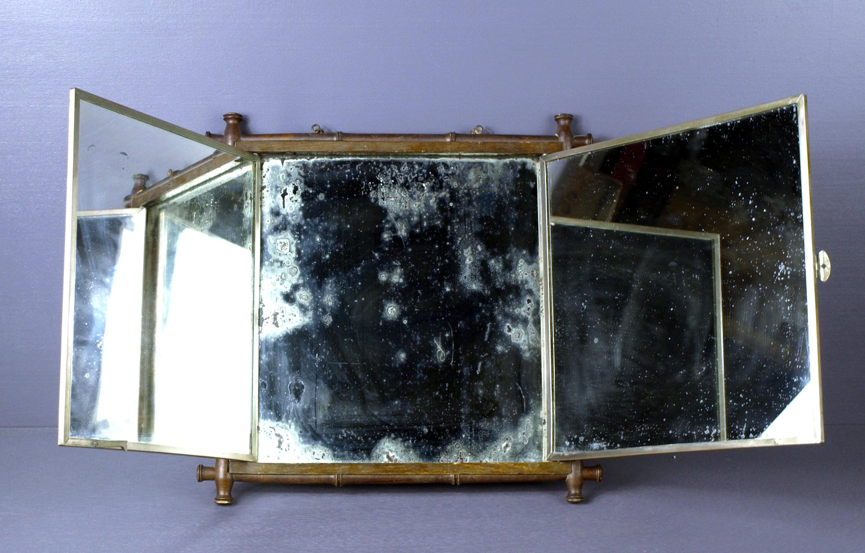 Antique Japanese 3 Panel Dressing Table Mirror, Circa 1900