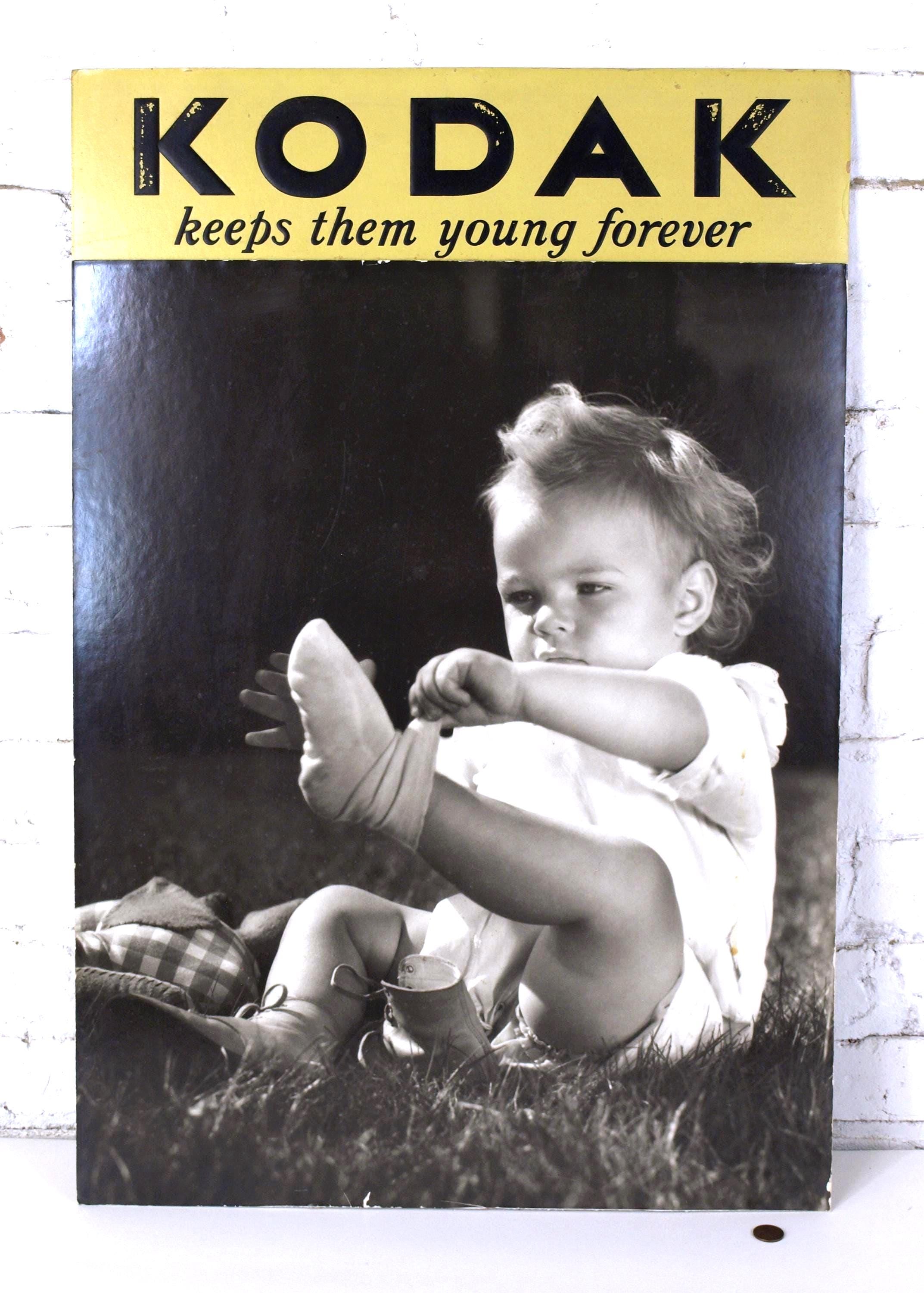 Rare Vintage Kodak Advertising Standing Cardboard Sign - C 1940's