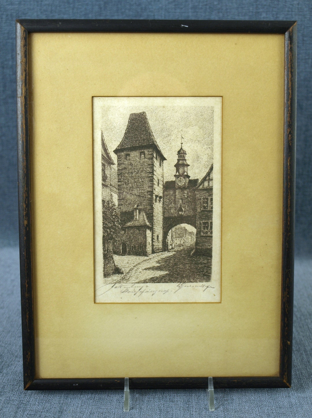 Vintage Original Steel Plate Etching of Rothenburg Ob Der Tauber by