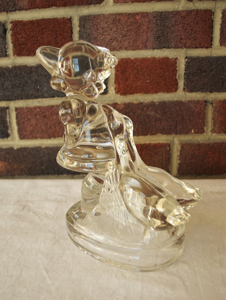 Smith Clear Glass Girl with Geese Figurine Sculpture \u2013 7.75\u201d tall Vintage L.E