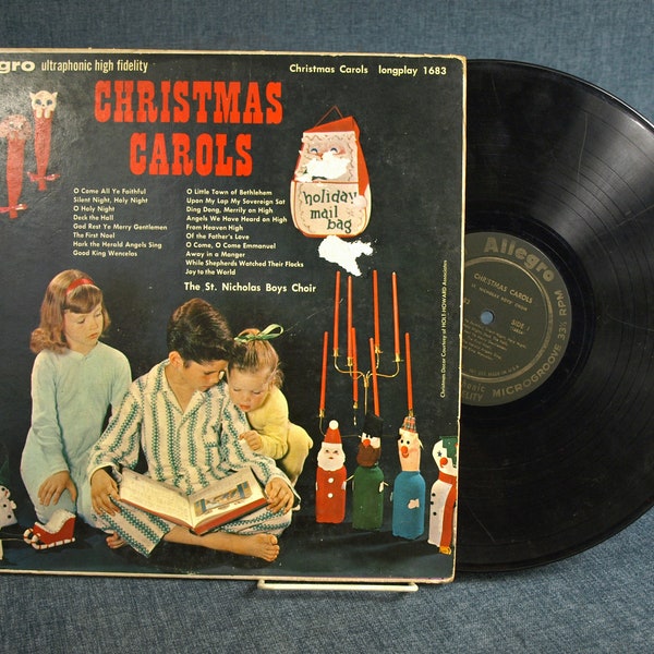 Vintage 1957 Christmas Carols 12" LP Vinyl Album by Allegro  with Ultraphonic High Fidelity Halo Hi-Fi