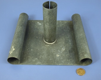 Vintage Primitive Steel Tabletop Candlestick Holder w Rolled Handle