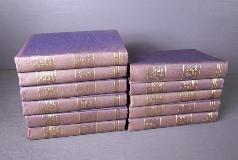 The Progressive Reference Library 1933 Book Set Encyclopedia with 11 Volumes - Bernhart P. Holst Editor - Holst Publishing Co - VG+ Complete image 1