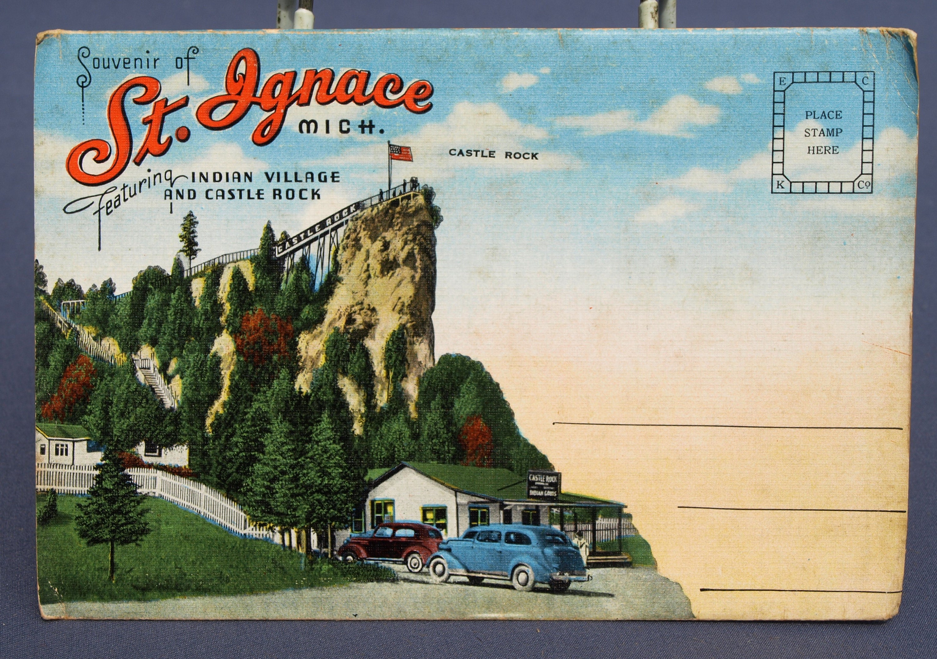 Vintage souvenir de St. Ignace Michigan con Indian Village y Etsy