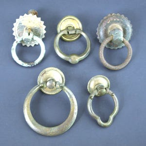 Antique Mostly Brass Ring Drawer Pulls - Assorted Style Brass Drawer Pulls, C. 1920's and Older - Sold Separately
