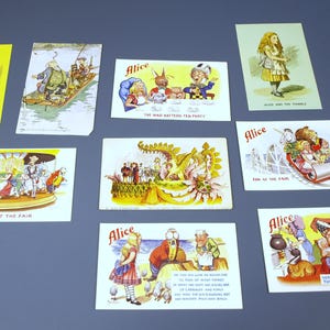 Cartoline antiche/vintage di Alice nel Paese delle Meraviglie - Cartoline Merrimack Hong Kong/Mendoza - Decorazioni da parete per album di ritagli - Ottime condizioni