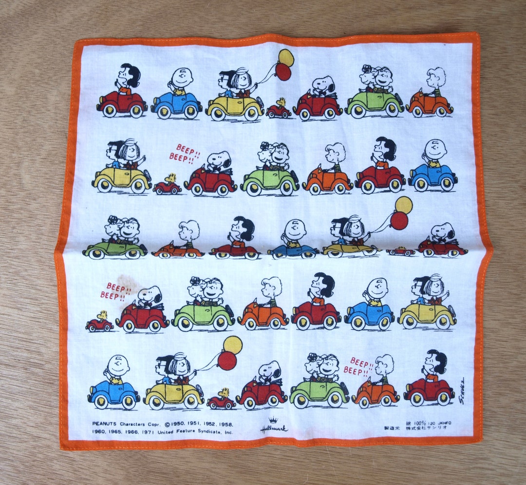 Vintage Peanuts Characters Handkerchief, Circa 1971 United Feature