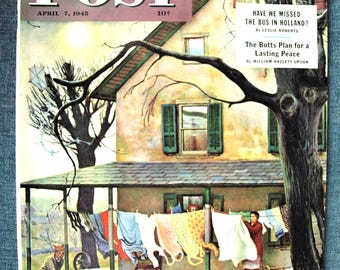 Couverture John Falter du Saturday Evening Post du 7 avril 1945 en 9.4 Presque neuf
