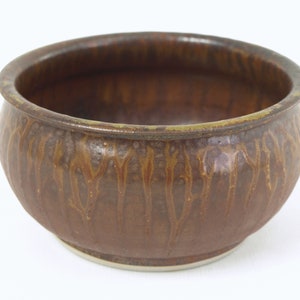 Vintage Bob Chaundy Ceramics Brown Mottled Glazed Art Pottery Artist Signed Bowl &#39;87