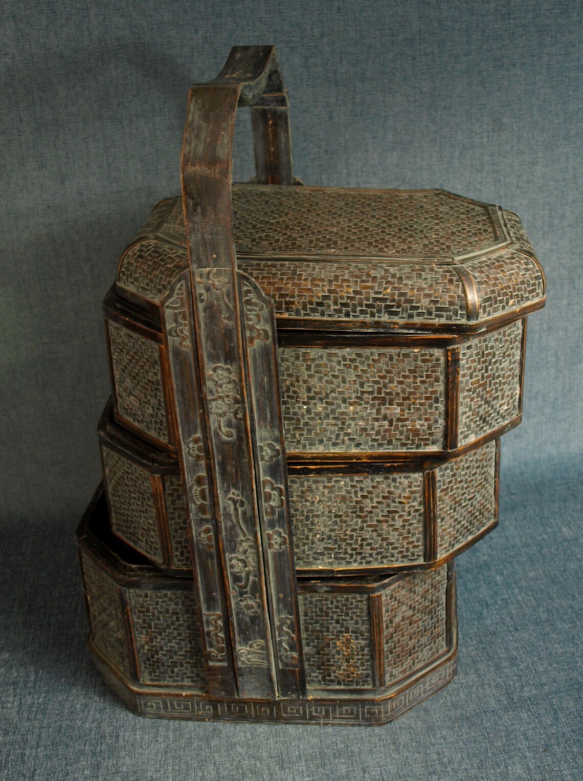 Beautiful Antique Japanese Wedding Basket Three Tiered Etsy