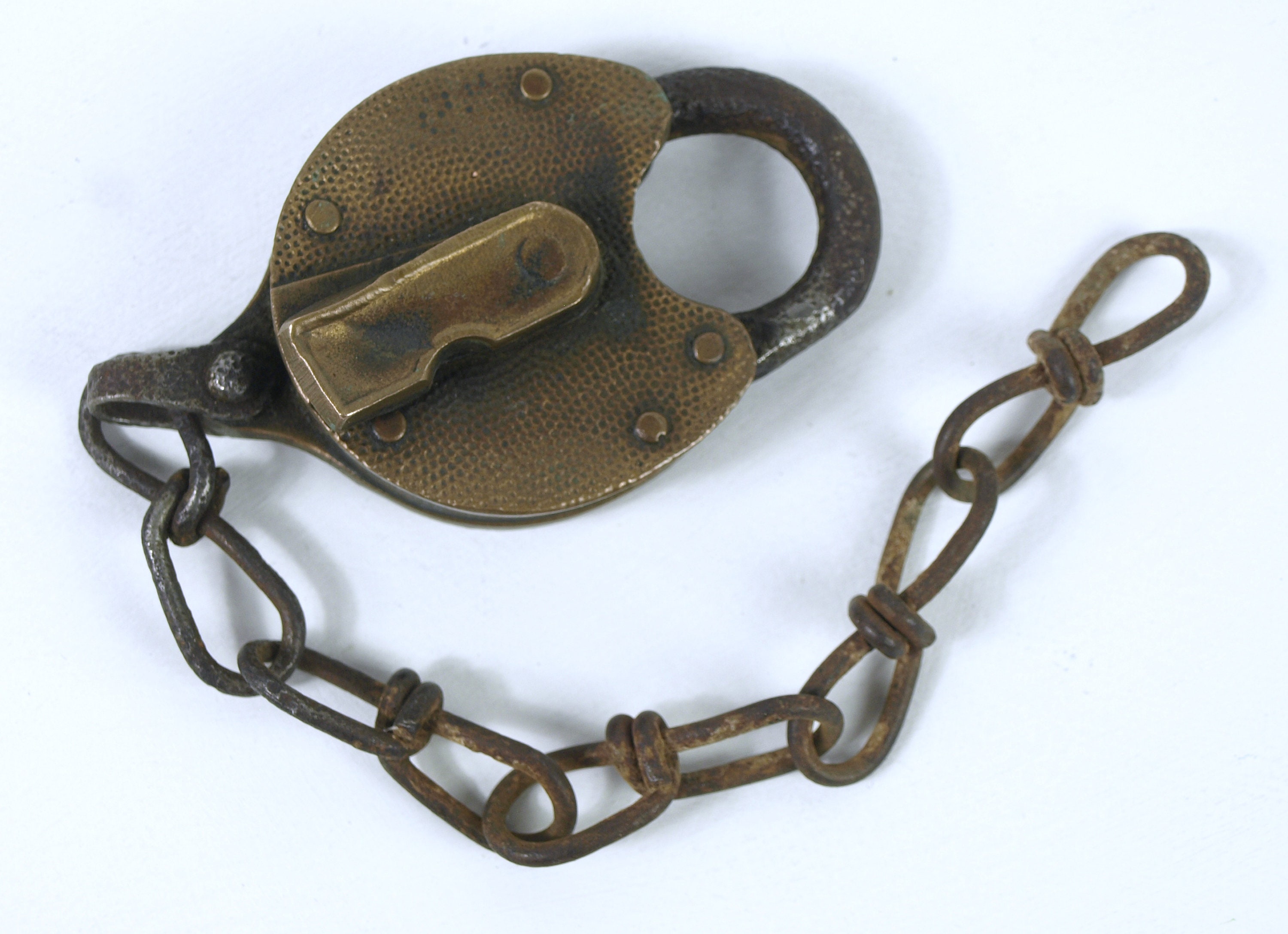 大きめ ビンテージ N&W 鉄道 Padlock with chain