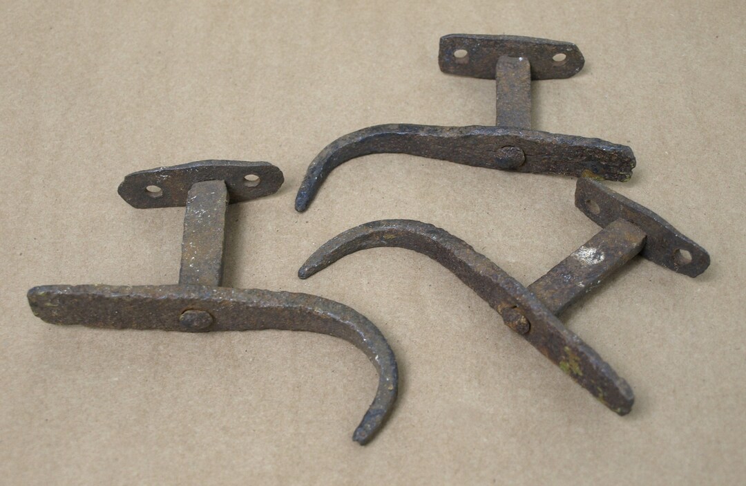 Antique Hand Iron Shutter Dogs Set of 3 W/ Simple Hook Etsy