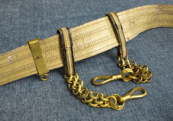 Antique KNIGHTS TEMPLAR Sword Belt With Solid Brass Buckle and Adornments ,  Circa Late 1800s Early 1900s 