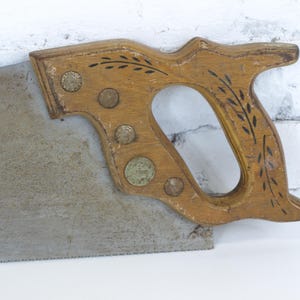 Vintage Craftsmen Kromedge Hand Saw 26" Blade - Hollow Ground with Carved Wood Handle - 28.5" - Good Condition