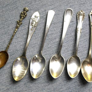 Mixed Lot of Silver Plate Demitasse Spoons - USN United States Navy, EPNS (Nickel Silver), Faneuil Hall Souvenir, Reed & Barton 1896