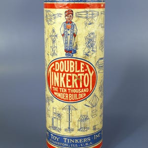 Vintage Double TinkerToy by The Toy Tinkers Inc 1920&#39;s 147 Piece Building Set Made in USA