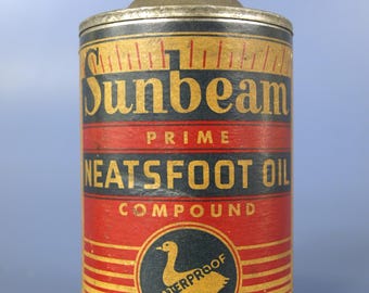 1940年代頃のヴィンテージ サンビーム ニーツフットオイルコンパウンド広告用ブリキボトル 広告記念品