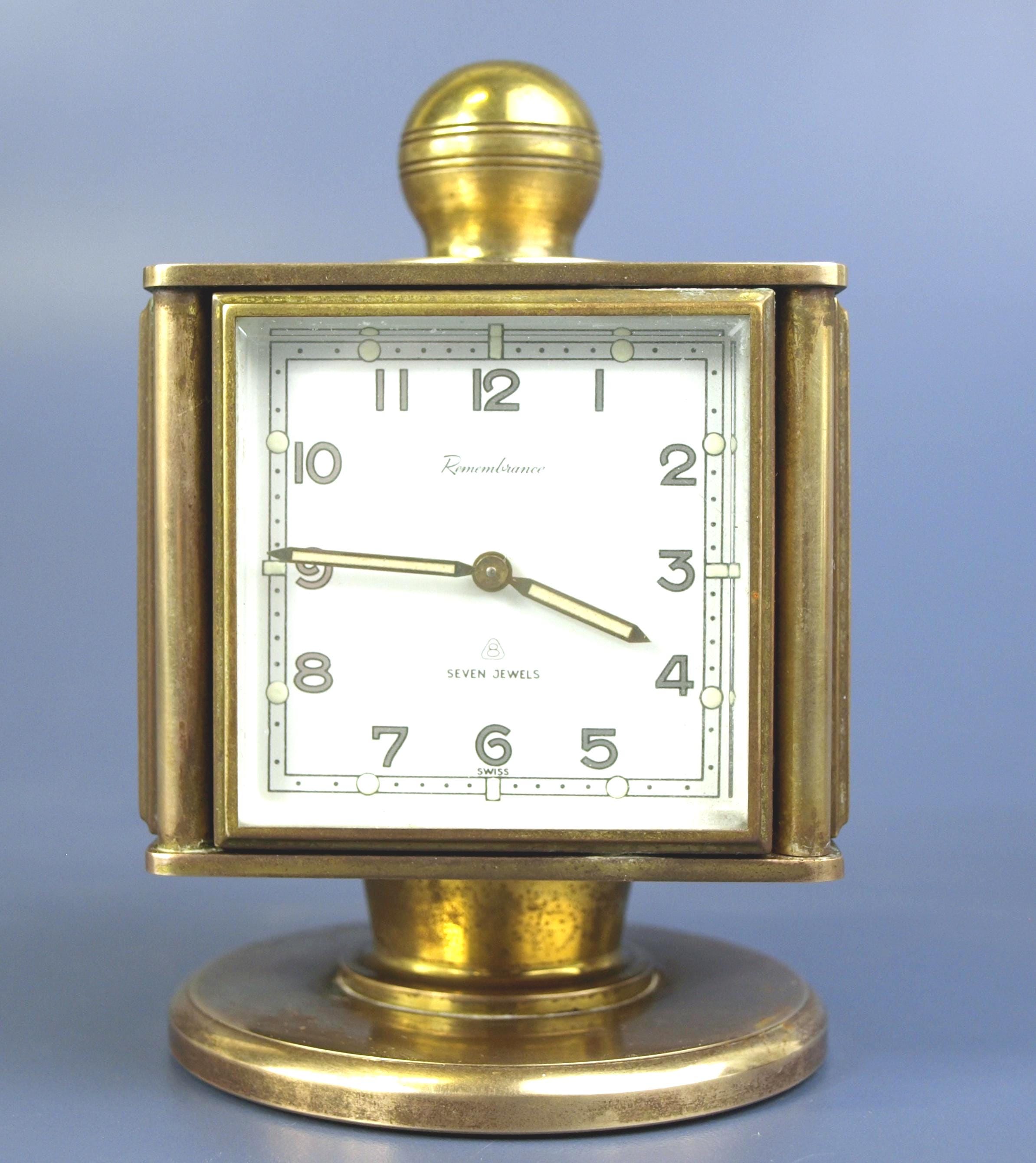 Vintage Remembrance Seven Jewel Swiss Rotating Disk Clock Weather