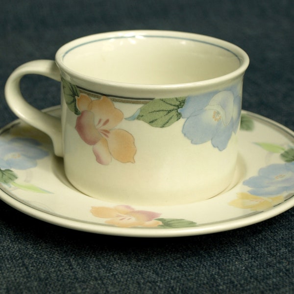 Vintage Mikasa Garden Poetry Tea Cup with Saucer - Floral Pattern