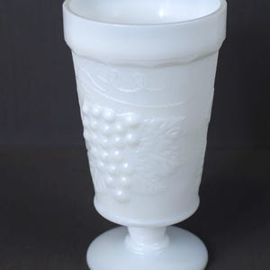 Vaso de leche para té helado Hazel Atlas Big Top vintage n.° 1 para Proctor & Gamble con uvas/enredaderas en relieve, c. 1945-1955, en excelente estado.