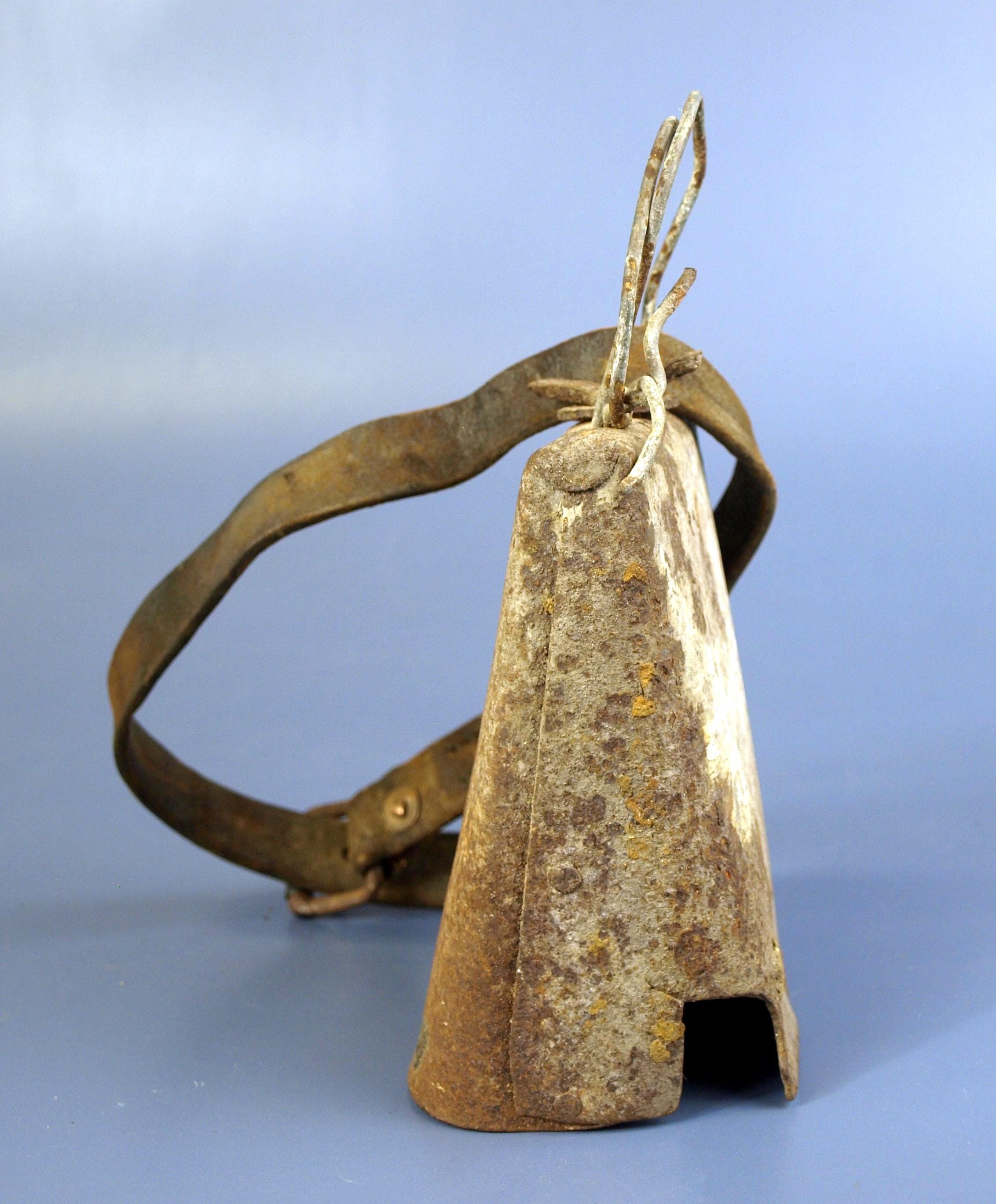 Vintage Rustic Cow Bell With Original Leather Strap (collar) and ...
