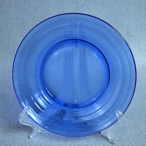 Vintage Modertone Hazel Atlas Cobalt Blue Glass Luncheon Salad Plate - 8&quot; diameter