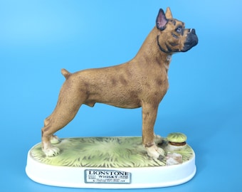 Decantador antiguo de porcelana esculpida Lionstone con forma de boxeador alemán, circa 1975, decoración para cueva de hombre - Vacío