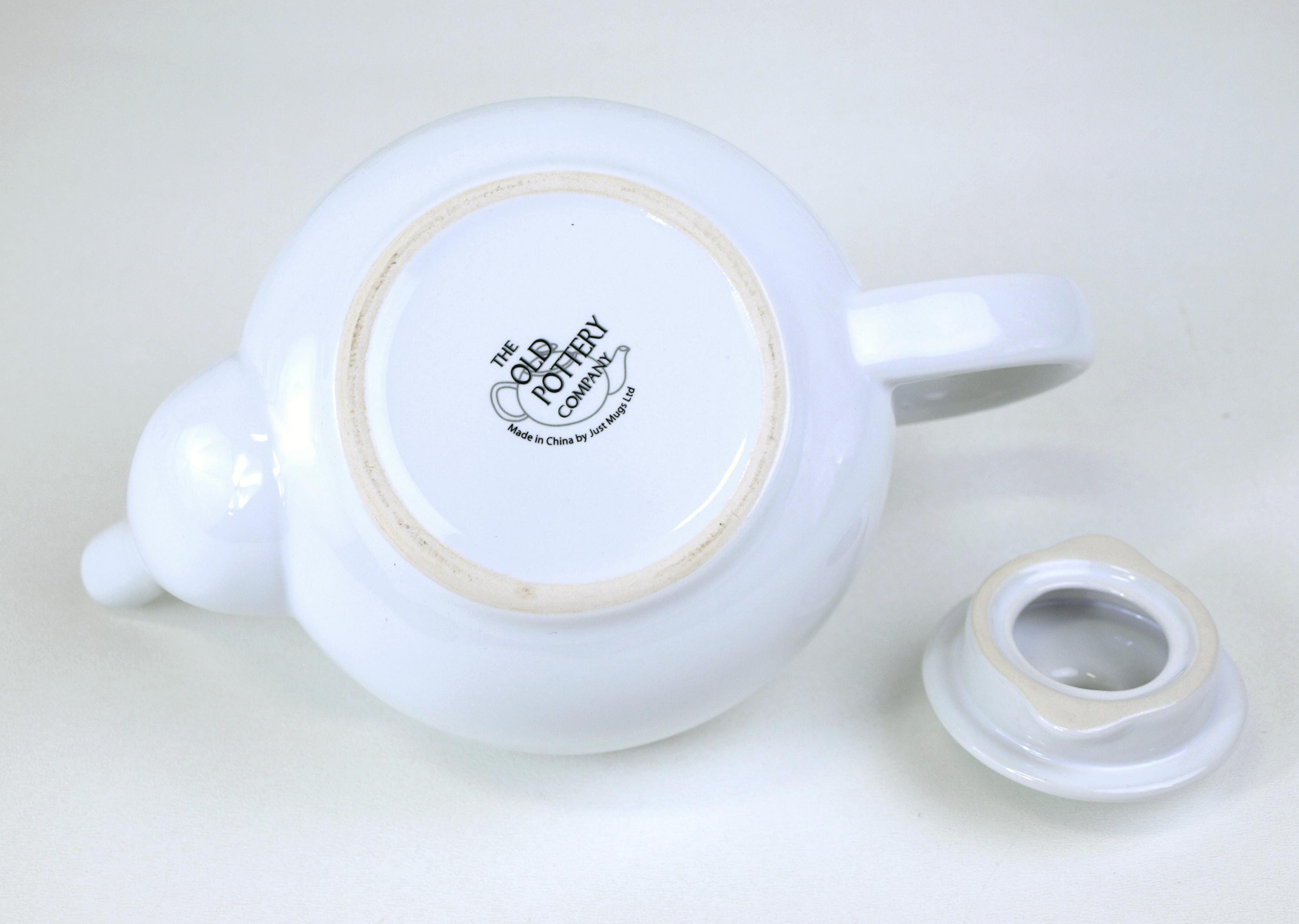 Vintage the Old Pottery Company White Ceramic Glaze Teapot in