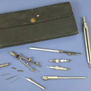 Vintage Eugene Dietzgen Co. Drafting Set w 7 Architectural Design Tools
