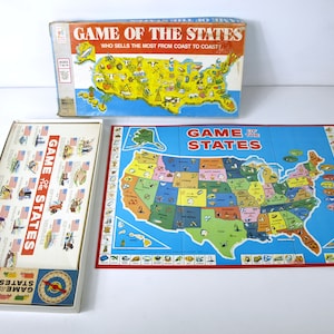 Game of the States by Milton Bradley, Circa 1975 - In Original Box - Complete Game, &quot;Who sells the most from Coast to Coast?&quot; - Good+