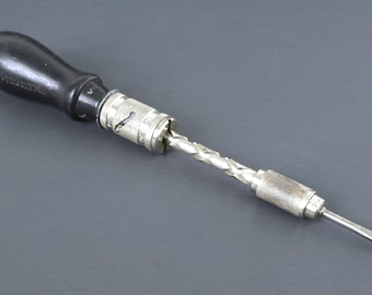 Vintage Millers Falls No. 29 Spiral Ratchet Screwdriver w/ Flat Head Bit, Circa 1950's - Hand Tools - Mid Century Tools - Collectibles