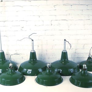Vintage Industrial Green Enamel Pendant Light Shades SOLD SEPARATELY - Two Sizes