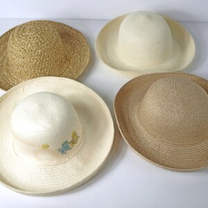 Vintage Women's Kettle Brim Toyo Straw Sun Hats - SOLD INDIVIDUALLY - Very Good Condition