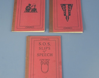 Vintage Funk & Wagnalls Booklet Set of 3, 1920s 1st Editions, Frank Vizetelly Mend Your Speech, S.O.S., James Fernald Better Say, Near Fine